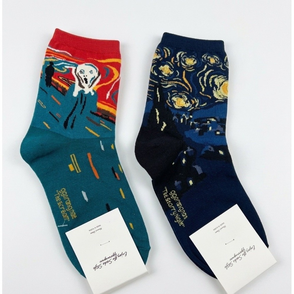 Vincent Van Gogh & Edvard Munch Art Socks Set - Brand New 2 Pairs